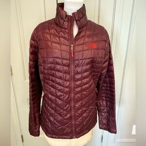 THE NORTH FACE THERMOBALL Fitted Lightweight Jacket Quilt Padded Medium Red EUC